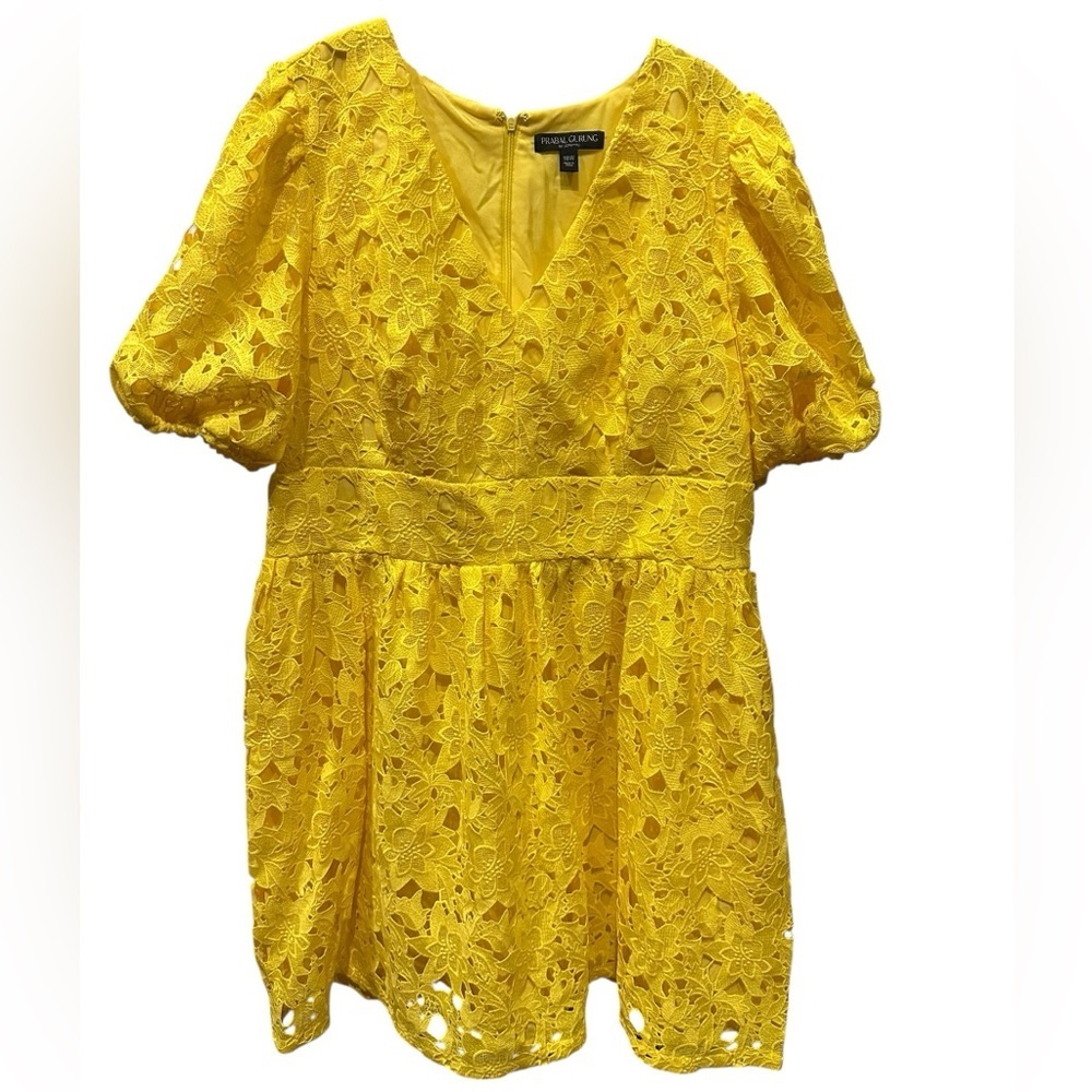 Prabal Gurung Bright Yellow Lace Dress plus size 18